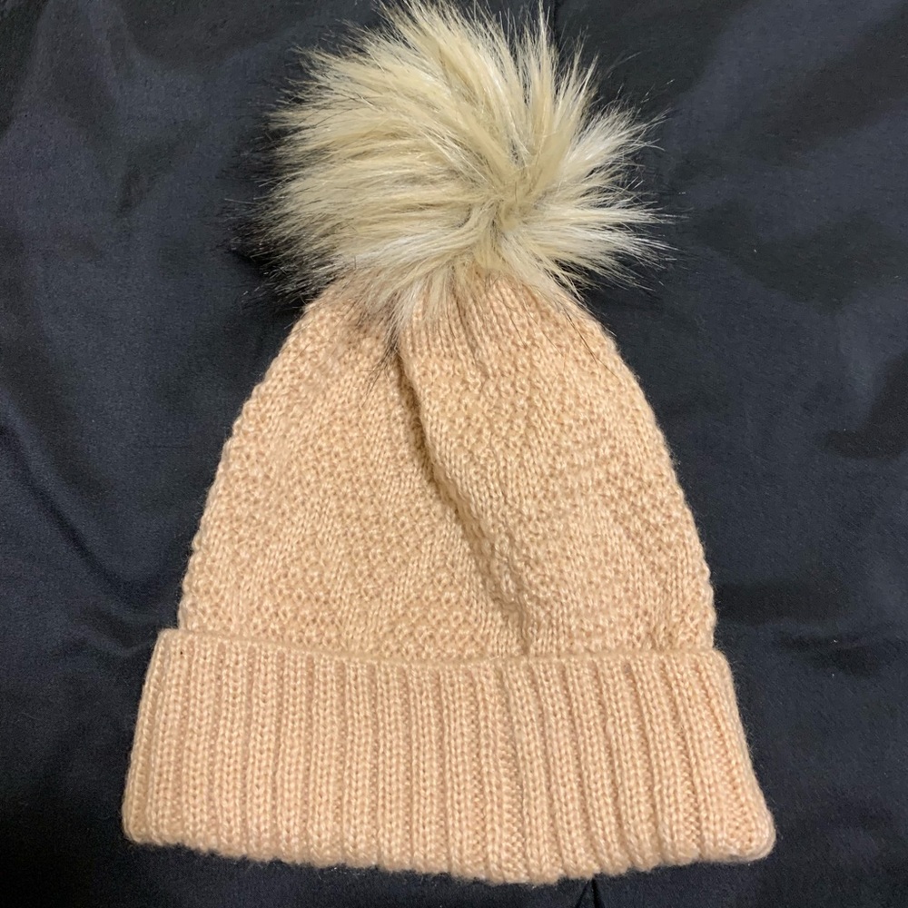 Tan Pom Pom beanie